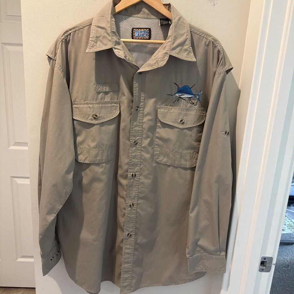O’Keefe’s Reef For Those That Live It Fishing Shirt Embroidered Sailfish Sz L